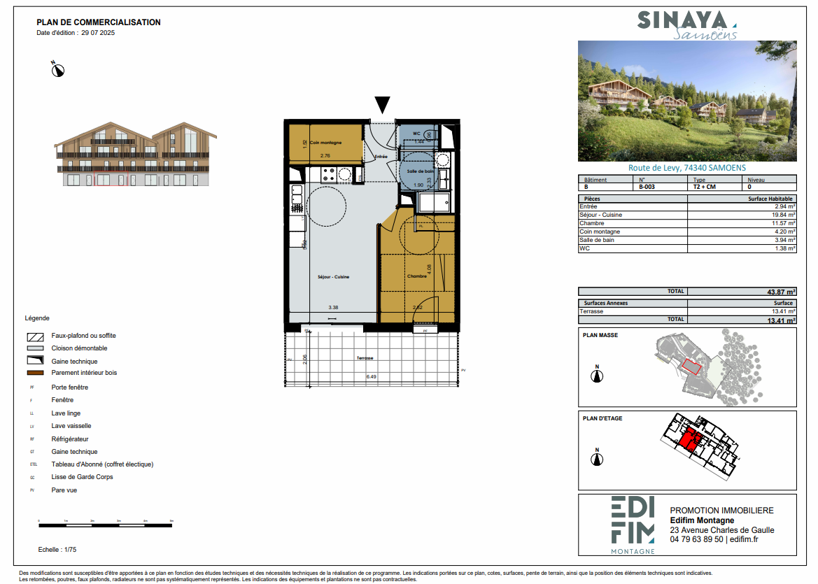 Appartement 2 pièces + coin montagne 44m2 avec balcon